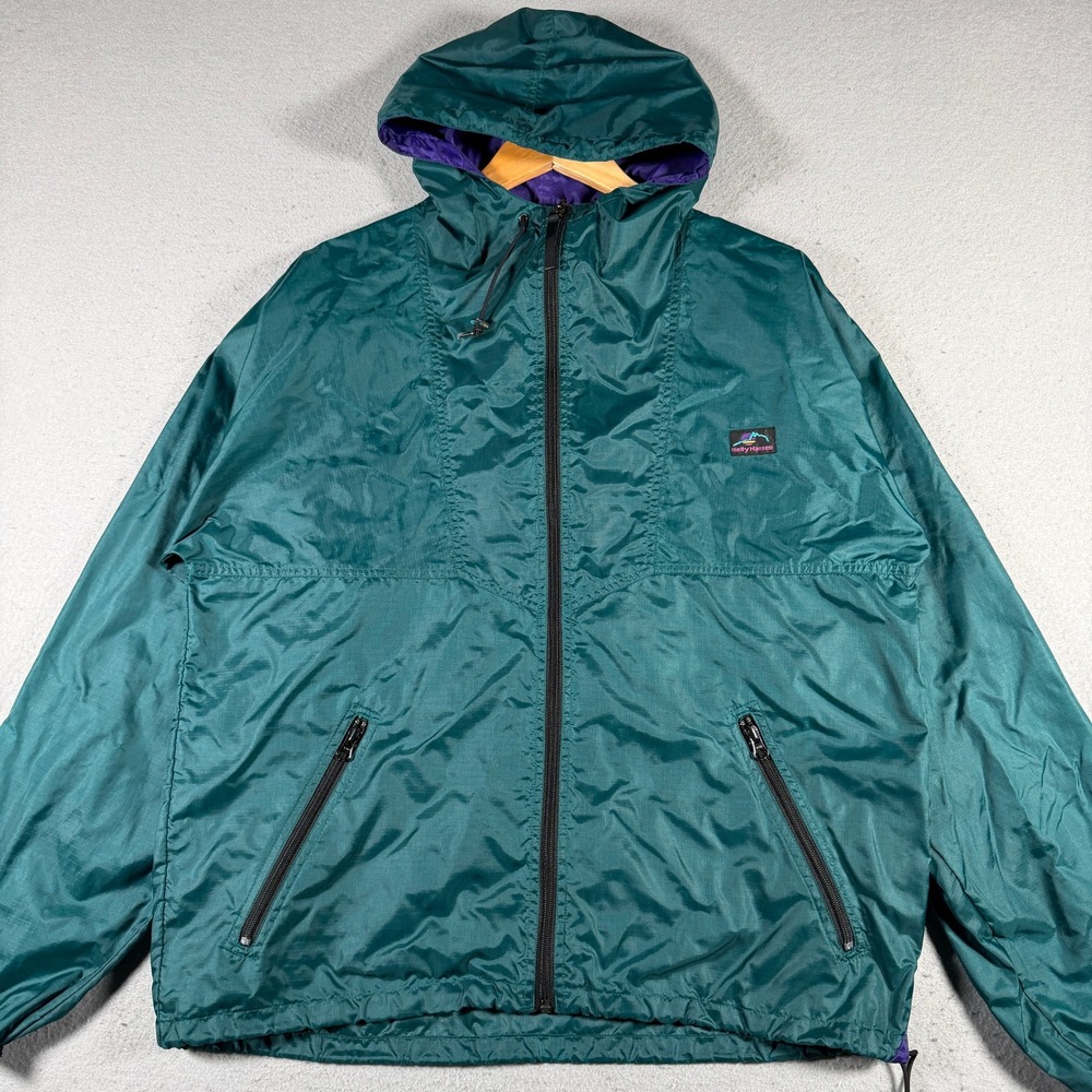 Vintage Helly Hansen Men's‎ Teal Purple Hooded Windbreaker Jacket Lightweight